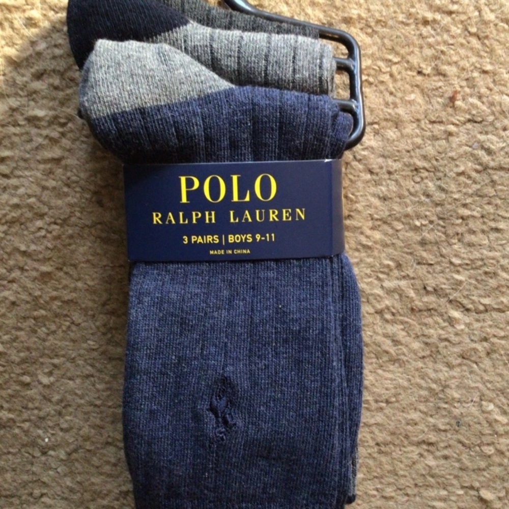Polo by Ralph Lauren Boys' Dress Socks - Navy and Gray large 9-11